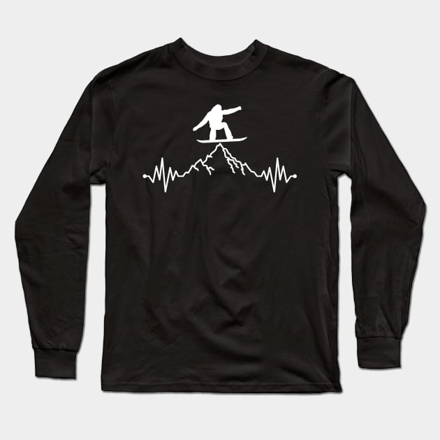 Awesome Snowboarder Heartbeat Snowboarding Long Sleeve T-Shirt by theperfectpresents